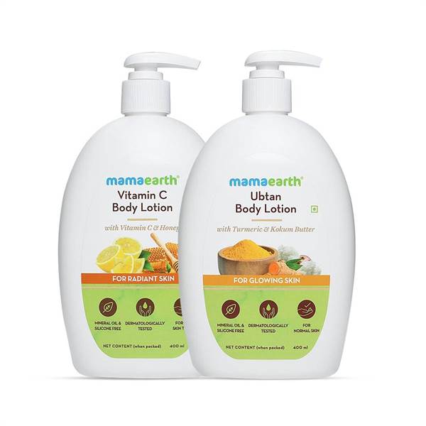 Mamaearth Skin Radiance Body Care Kit Ubtan Body Lotion and Vitamin C Body Lotion (400 ml each)